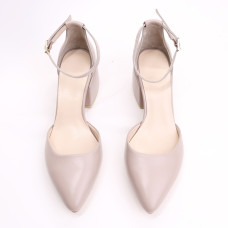 Босоніжки з бежевої шкіри з гострим носом Арт. 657-4/w324Ок