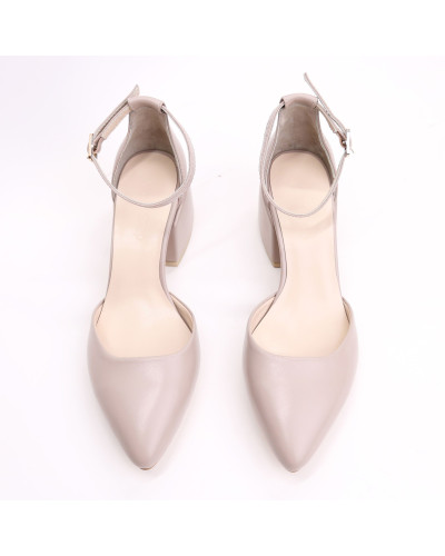 Босоніжки з бежевої шкіри з гострим носом Арт. 657-4/w324Ок