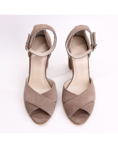 Босоніжки з замші кольору капучино Арт. 95-12/24Ок