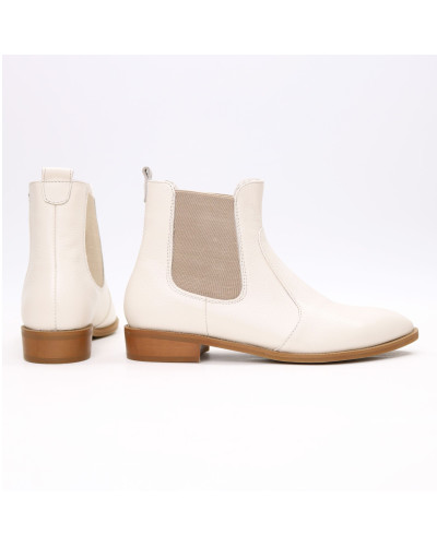 Челсі з бежевої шкіри із гострим носиком Арт. 104-3