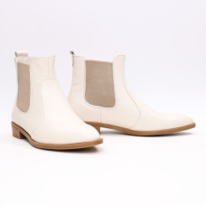 Челсі з бежевої шкіри із гострим носиком Арт. 104-3