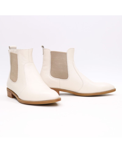 Челсі з бежевої шкіри із гострим носиком Арт. 104-3