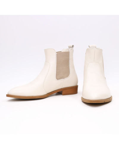 Челсі з бежевої шкіри із гострим носиком Арт. 104-3