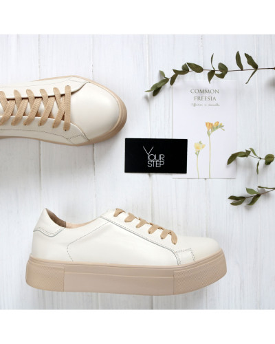 Кеди із бежевої шкіри Арт. 15-7/192