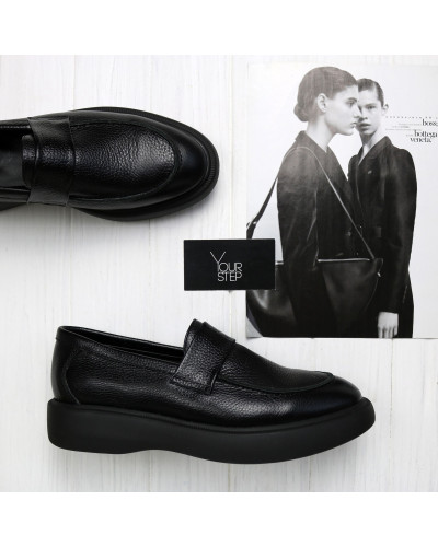 Лофери із чорної шкіри Арт. 156-6/Hill3-П