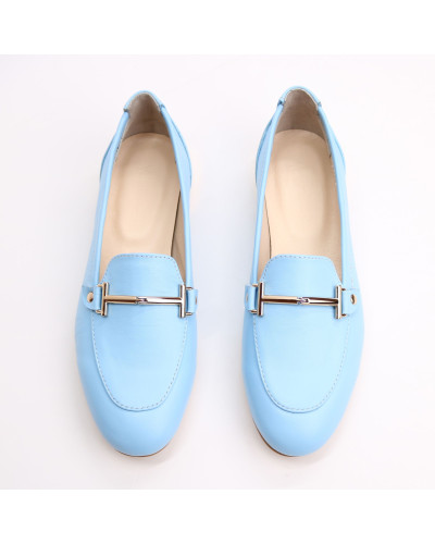 Шкіряні лофери в блакитному кольорі Арт. 156-1/33-2578