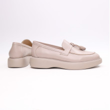 Бежевые лоферы из кожи с декором Арт. 156-6/Hill3-R