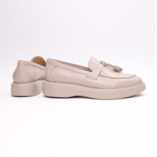 Бежеві лофери зі шкіри із декором Арт. 156-6/Hill3-R