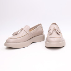 Бежеві лофери зі шкіри із декором Арт. 156-6/Hill3-R