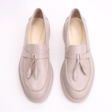 Бежеві лофери зі шкіри із декором Арт. 156-6/Hill3-R