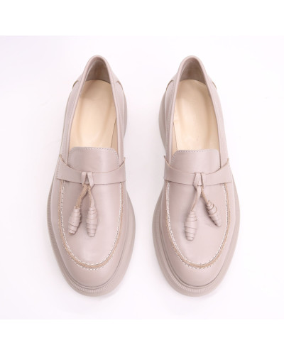 Бежевые лоферы из кожи с декором Арт. 156-6/Hill3-R