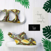 Сандалі з шкіри із тисненням під змію Арт. 10-38/21067