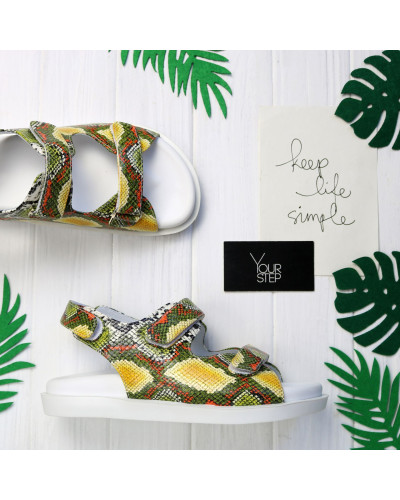 Сандалі з шкіри із тисненням під змію Арт. 10-38/21067