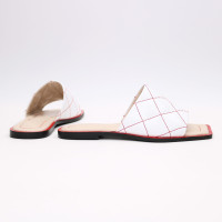 Шльопанці з білої стьобаної шкіри Арт. 073-1