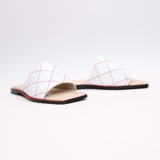 Шльопанці з білої стьобаної шкіри Арт. 073-1