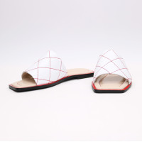 Шльопанці з білої стьобаної шкіри Арт. 073-1