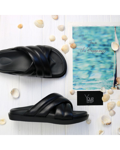 Чорні шкіряні шльопанці Арт. 008-2/21067