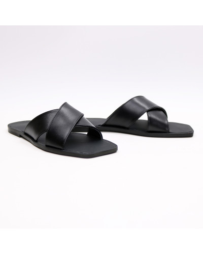 Шльопанці з чорної шкіри Арт. 10-19/0073