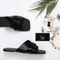 Шльопанці з чорної шкіри Арт. 10-19/0073