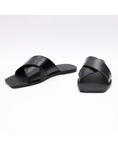 Шльопанці з чорної шкіри Арт. 10-19/0073