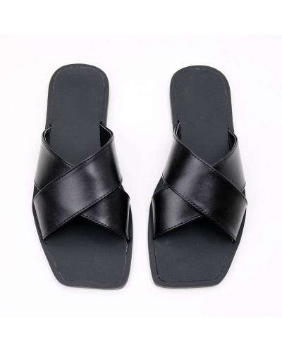 Шльопанці з чорної шкіри Арт. 10-19/0073