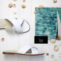 Шльопанці з шкіри білого кольору Арт. 10-19/112