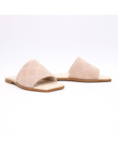 Шльопанці зі стьобаної замші Арт. 073-1