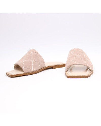 Шльопанці зі стьобаної замші Арт. 073-1