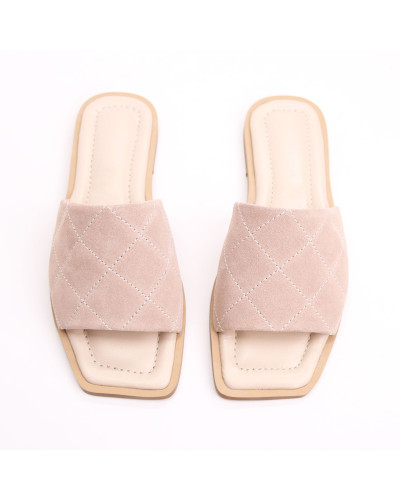 Шльопанці зі стьобаної замші Арт. 073-1