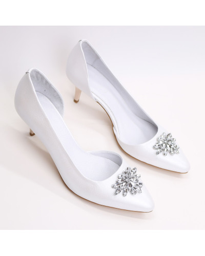 Туфлі-човники з білої шкіри Арт. 657-2/36-38323