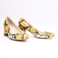 Туфли из желто-оранжевой кожи с тиснением под змею Арт. 605-4/45Ок