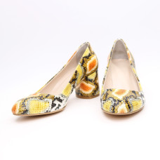 Туфли из желто-оранжевой кожи с тиснением под змею Арт. 605-4/45Ок