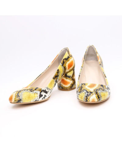 Туфли из желто-оранжевой кожи с тиснением под змею Арт. 605-4/45Ок