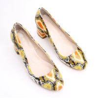 Туфли из желто-оранжевой кожи с тиснением под змею Арт. 605-4/45Ок