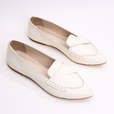 Бежеві шкіряні балетки з гострим носком — універсальний вибір для кожного дня (Арт. 17‑11)