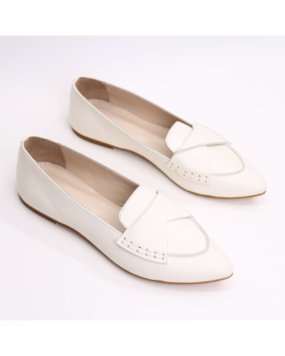 Бежевые балетки из натуральной кожи с острым носком (Арт.17-11)