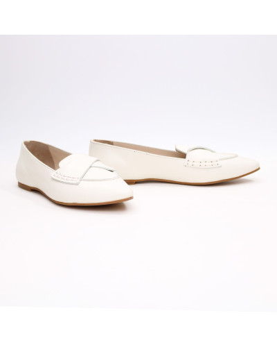 Бежевые балетки из натуральной кожи с острым носком (Арт.17-11)