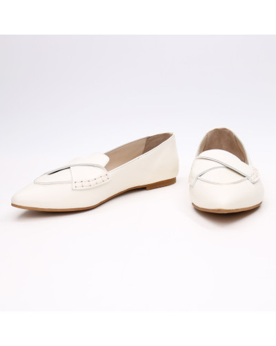 Бежевые балетки из натуральной кожи с острым носком (Арт.17-11)