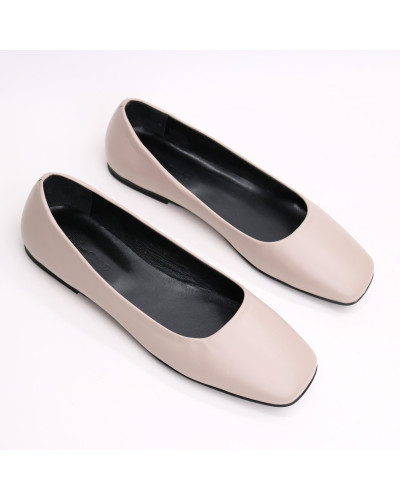 Бежевые балетки с квадратным носком (Арт.072-2)