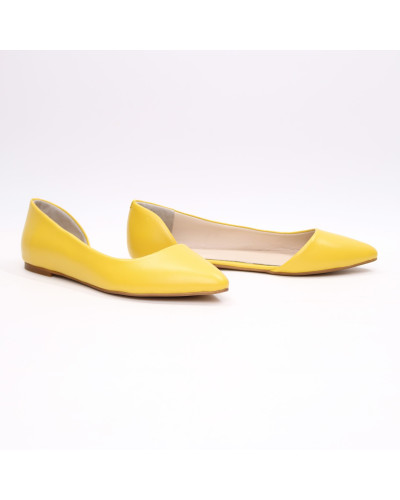 Кожаные балетки с острым носком в желтом цвете (Арт. 17-4)