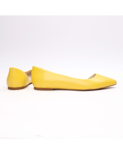 Кожаные балетки с острым носком в желтом цвете (Арт. 17-4)