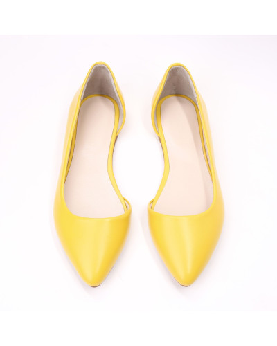 Кожаные балетки с острым носком в желтом цвете (Арт. 17-4)