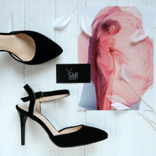 Босоножки из черной замши на шпильке Арт. 35-6/35