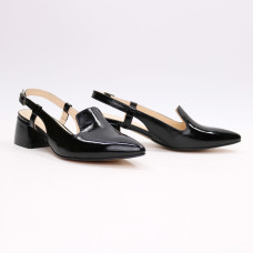 Чорні лакові босоніжки з гострим носом Арт. 457-6/53Ок
