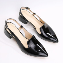 Чорні лакові босоніжки з гострим носом Арт. 457-6/53Ок