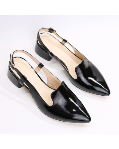 Чорні лакові босоніжки з гострим носом Арт. 457-6/53Ок