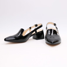 Чорні лакові босоніжки з гострим носом Арт. 457-6/53Ок