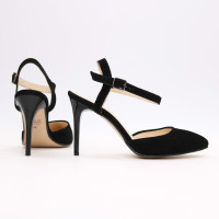 Босоножки из черной замши на шпильке Арт. 35-6/35