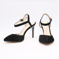 Босоножки из черной замши на шпильке Арт. 35-6/35