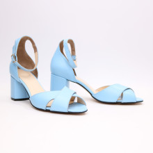 Босоніжки з блакитної шкіри на підборах Арт. 605-10/45Ок